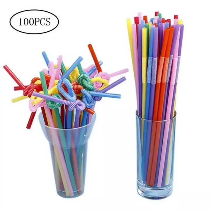 Flexible Cocktail Straw 100pcs